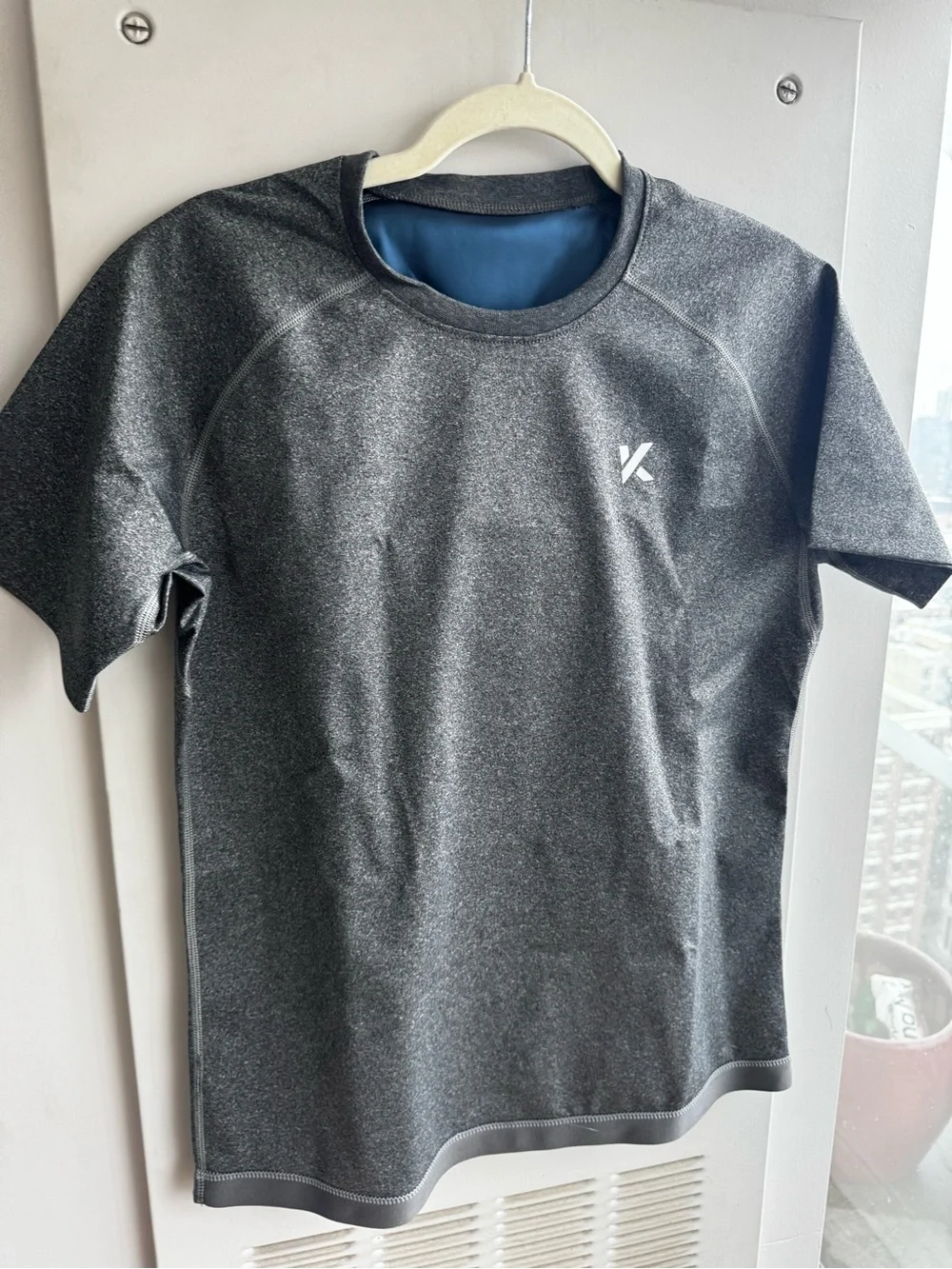 Kewlioo Men’s Heat Trapping Sauna Grey Workout Shirt Size L